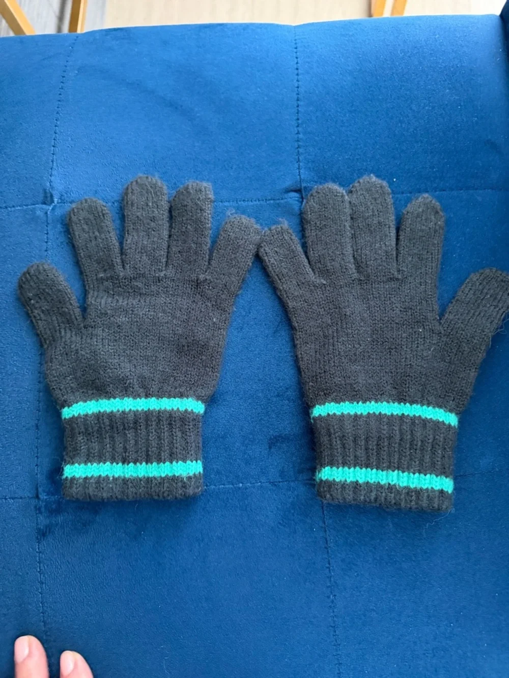 Diesel Black Gloves with Teal Stripe Accents
